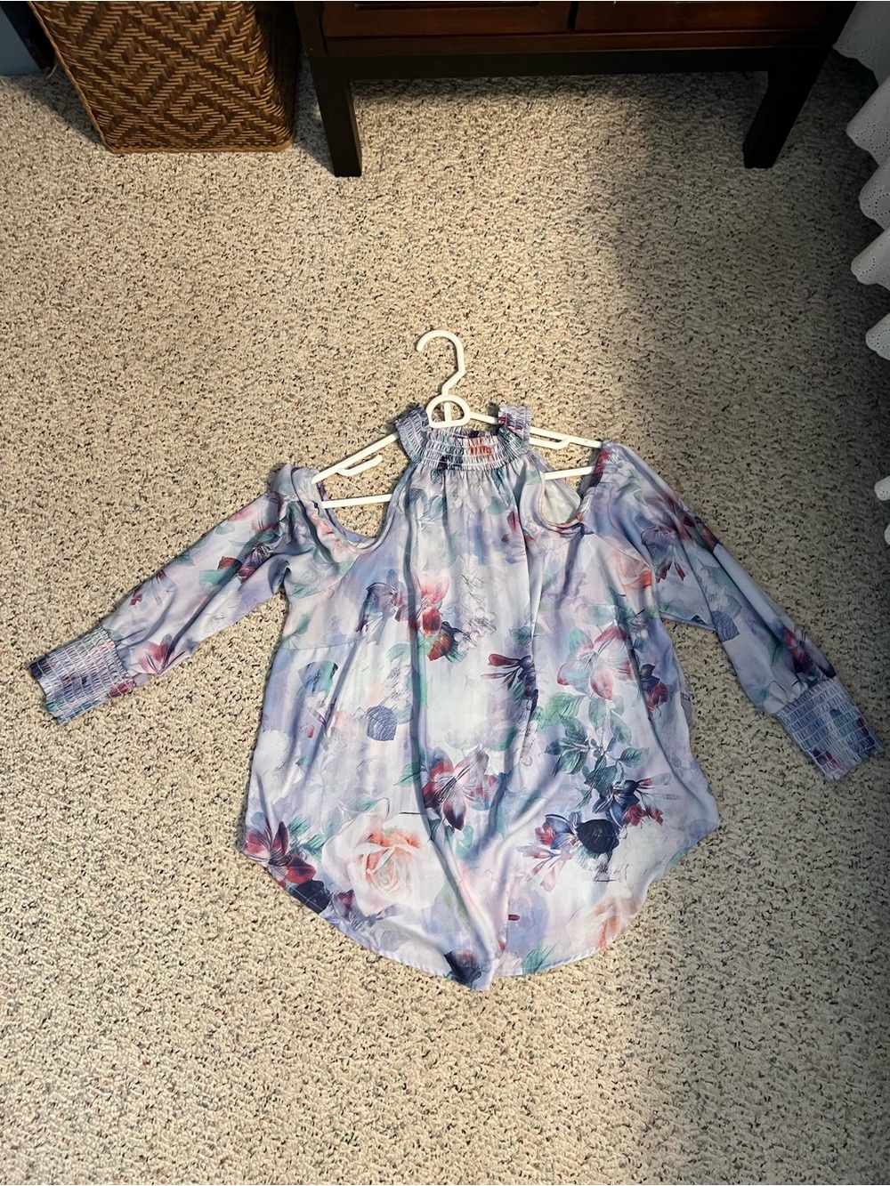 torrid Lavender Floral Smocked Cold-Shoulder Top